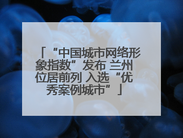 “中国城市网络形象指数”发布 兰州位居前列 入选“优秀案例城市”