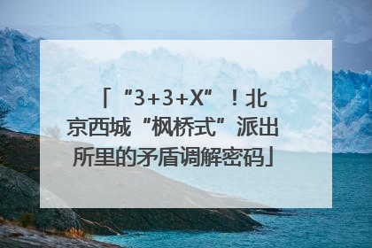 “3+3+X”！北京西城“枫桥式”派出所里的矛盾调解密码