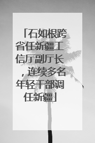 石如根跨省任新疆工信厅副厅长，连续多名年轻干部调任新疆