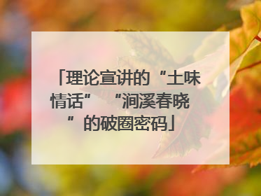 理论宣讲的“土味情话” “涧溪春晓”的破圈密码