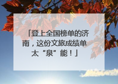登上全国榜单的济南，这份文旅成绩单太“泉”能！