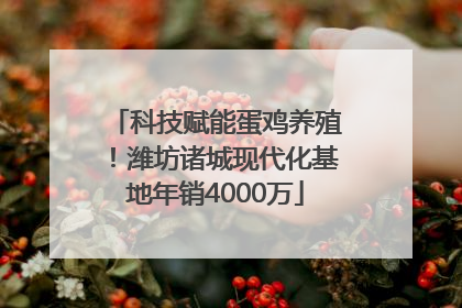 科技赋能蛋鸡养殖！潍坊诸城现代化基地年销4000万