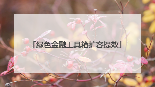 绿色金融工具箱扩容提效