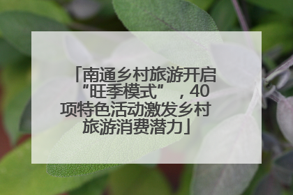 南通乡村旅游开启“旺季模式”，40项特色活动激发乡村旅游消费潜力