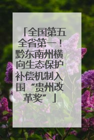 全国第五全省第一！黔东南州横向生态保护补偿机制入围“贵州改革奖”
