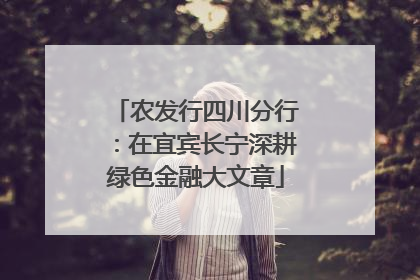 农发行四川分行：在宜宾长宁深耕绿色金融大文章