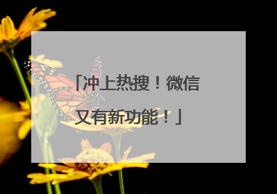 冲上热搜！微信又有新功能！