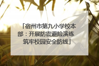 宿州市第九小学校本部：开展防震避险演练 筑牢校园安全防线