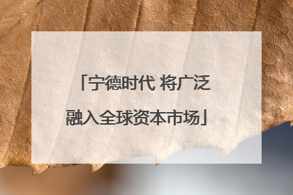 宁德时代 将广泛融入全球资本市场