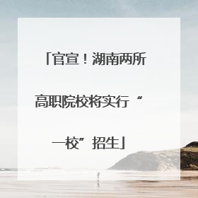 官宣！湖南两所高职院校将实行“一校”招生