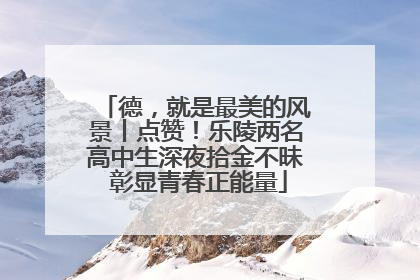 德，就是最美的风景丨点赞！乐陵两名高中生深夜拾金不昧 彰显青春正能量