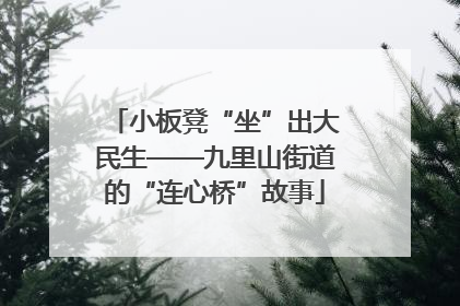 小板凳“坐”出大民生——九里山街道的“连心桥”故事
