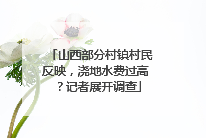 山西部分村镇村民反映，浇地水费过高？记者展开调查