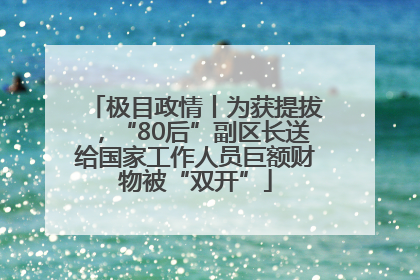 极目政情丨为获提拔，“80后”副区长送给国家工作人员巨额财物被“双开”