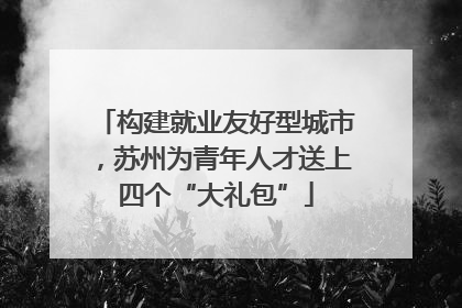 构建就业友好型城市，苏州为青年人才送上四个“大礼包”