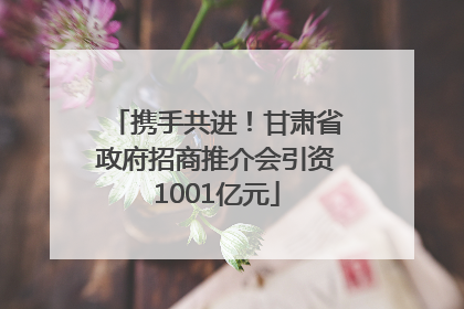 携手共进！甘肃省政府招商推介会引资1001亿元
