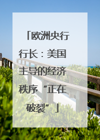 欧洲央行行长：美国主导的经济秩序“正在破裂”