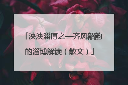 泱泱淄博之—齐风韶韵的淄博解读（散文）