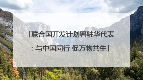 联合国开发计划署驻华代表：与中国同行 促万物共生