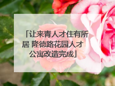 让来青人才住有所居 隆德路花园人才公寓改造完成