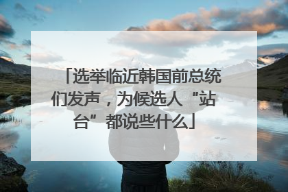 选举临近韩国前总统们发声，为候选人“站台”都说些什么
