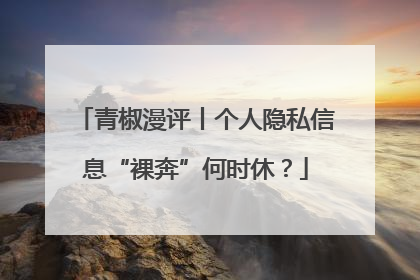 青椒漫评丨个人隐私信息“裸奔”何时休？