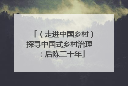 （走进中国乡村）探寻中国式乡村治理：后陈二十年